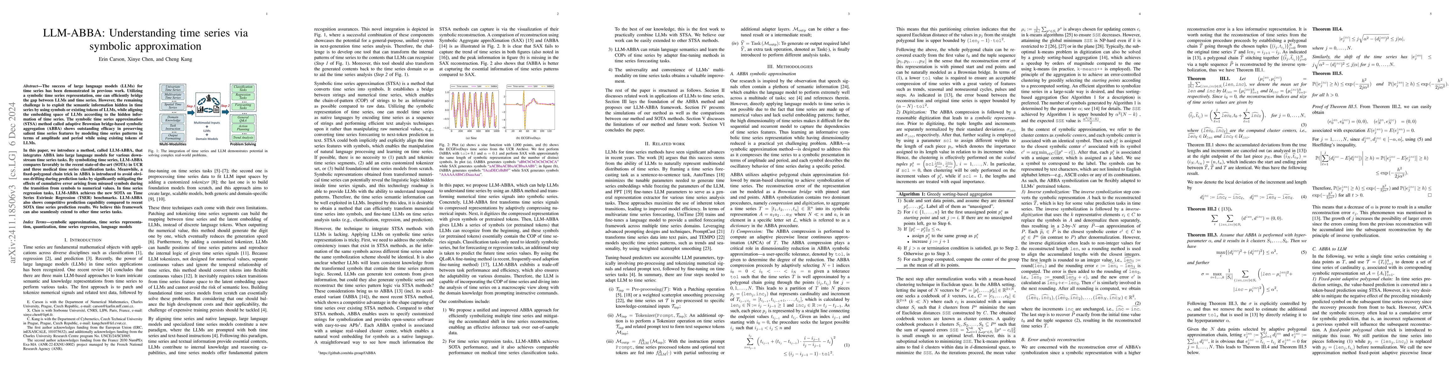 Thumbnail for LLM-ABBA: Understand time series via symbolic approximation