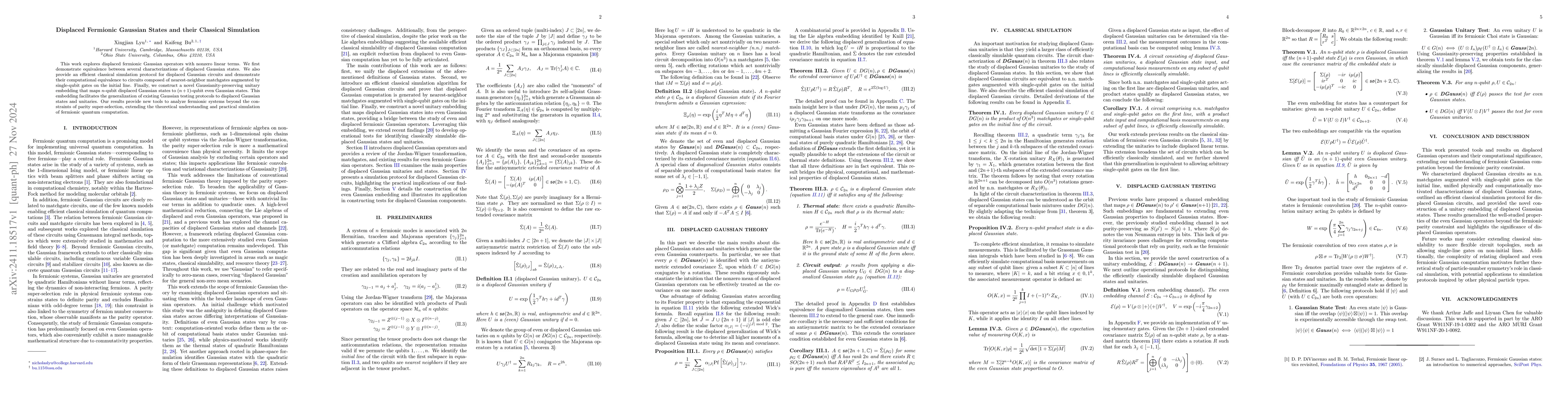 Thumbnail for Displaced Fermionic Gaussian States and their Classical Simulation