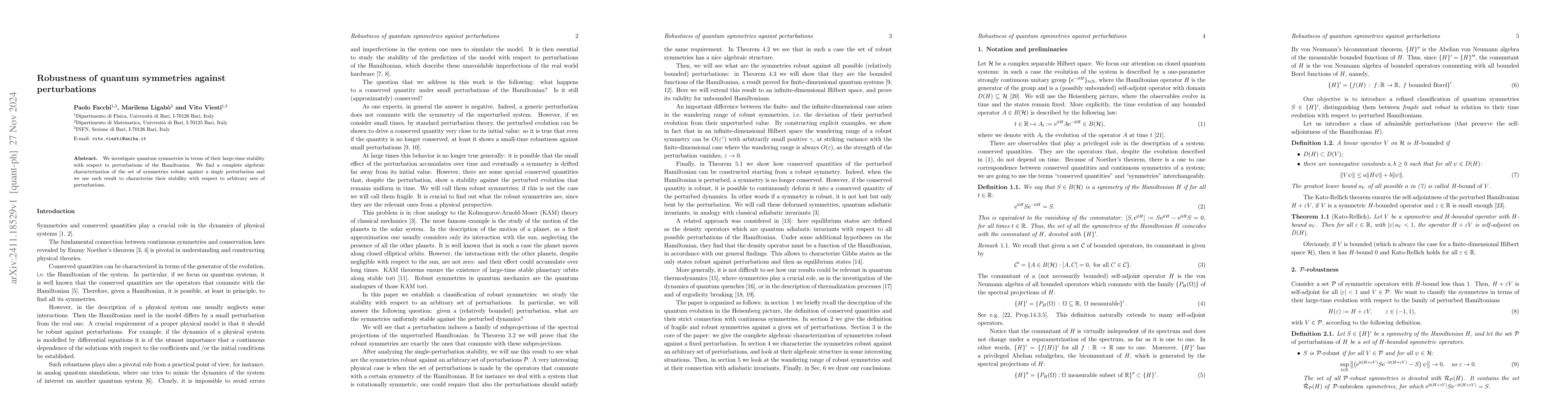 Thumbnail for Robustness of quantum symmetries against perturbations