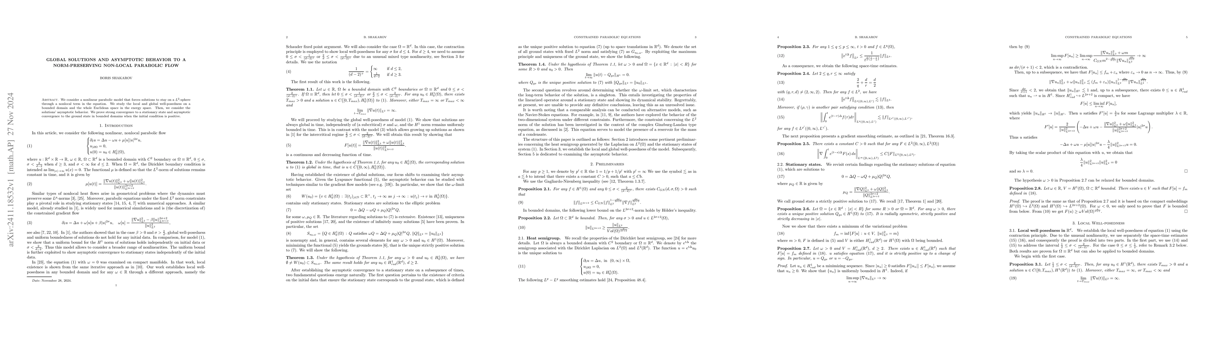 Thumbnail for Global solutions and Asymptotic Behavior to a Norm-preserving Non-local
  Parabolic Flow