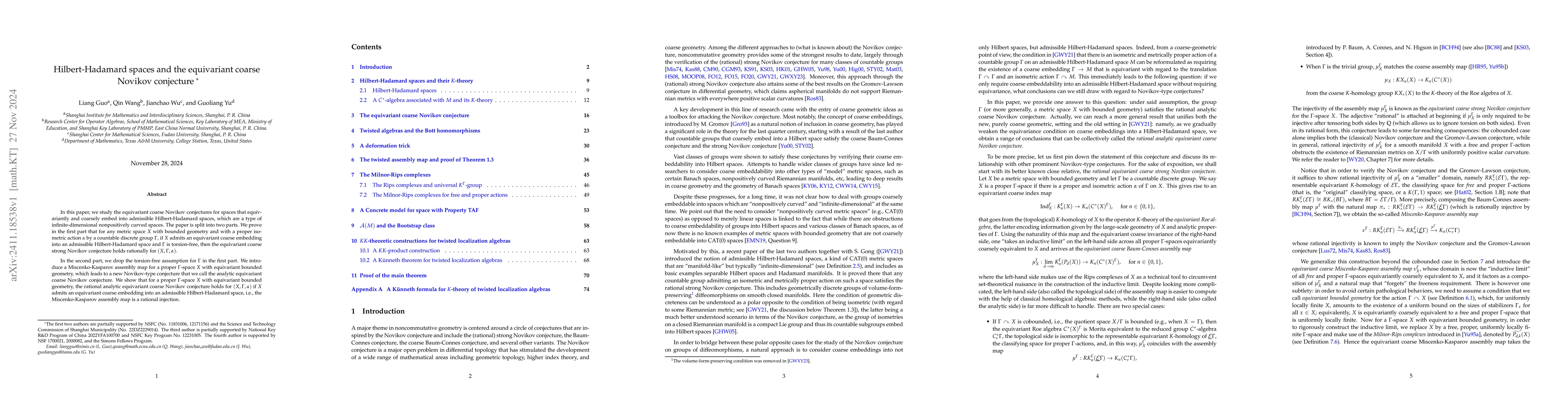 Thumbnail for Hilbert-Hadamard spaces and the equivariant coarse Novikov conjecture