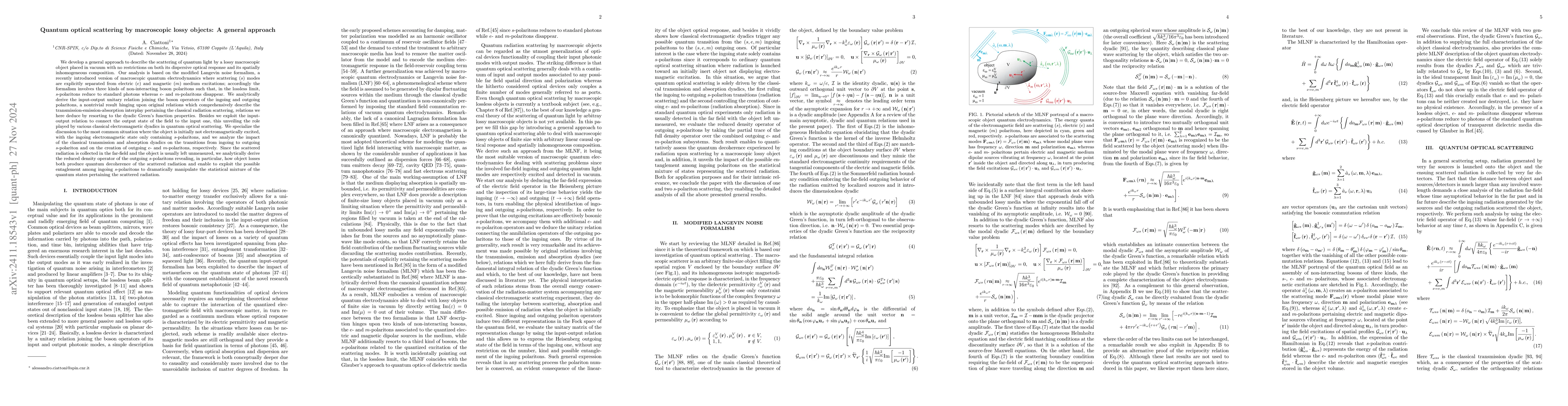 Thumbnail for Quantum optical scattering by macroscopic lossy objects: A general
  approach