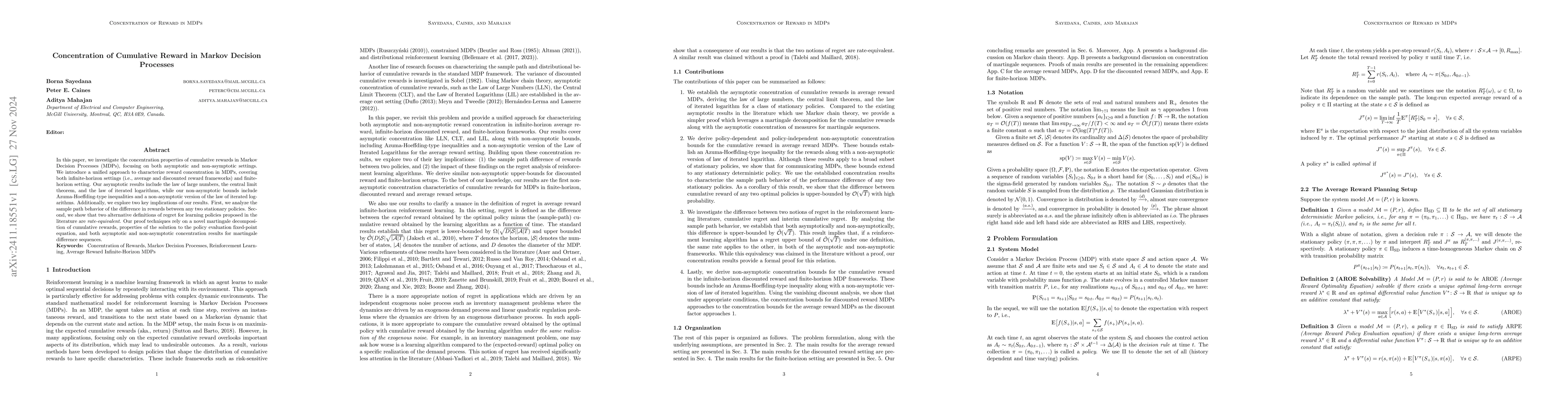 Thumbnail for Concentration of Cumulative Reward in Markov Decision Processes