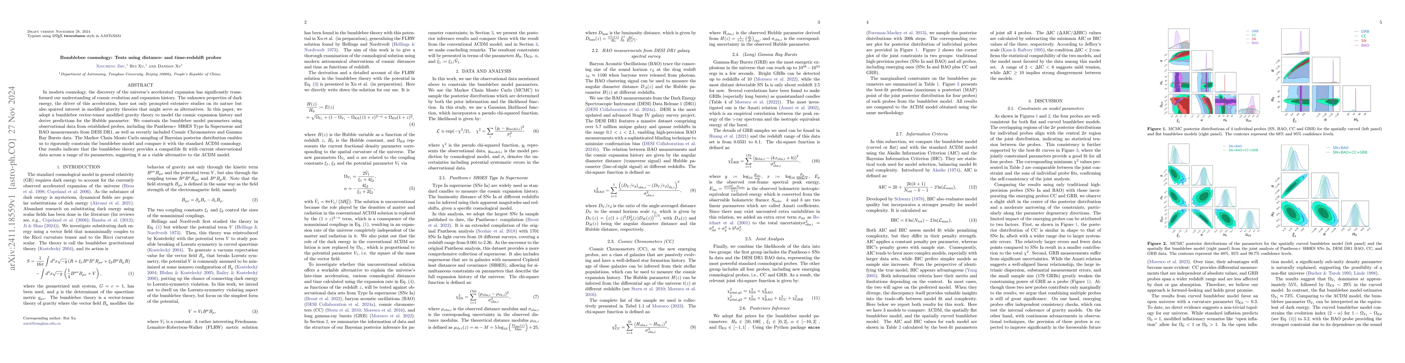 Thumbnail for Bumblebee cosmology: Tests using distance- and time-redshift probes