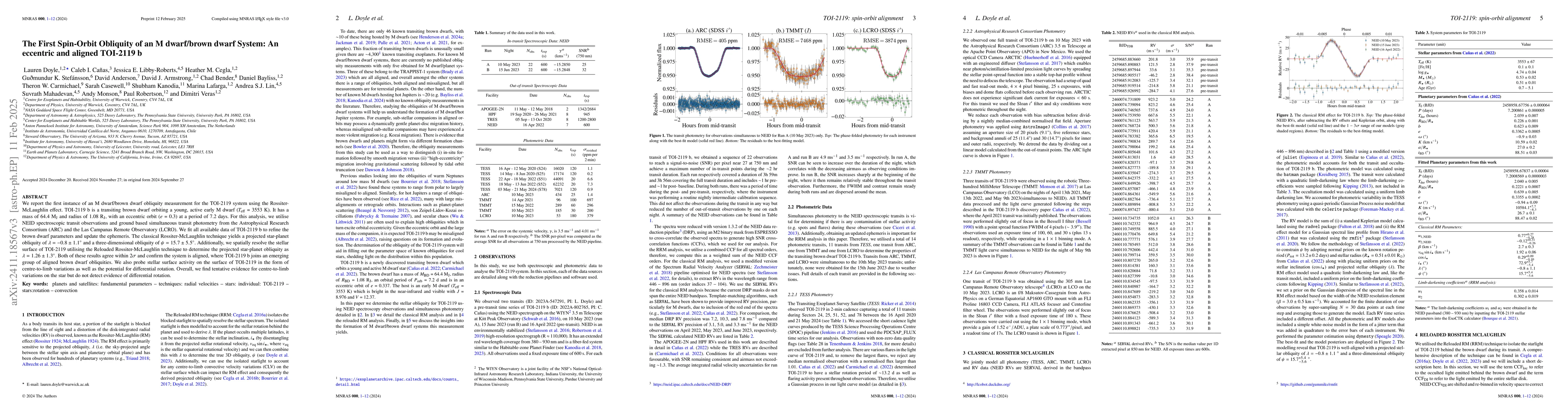Thumbnail for The First Spin-Orbit Obliquity of an M dwarf/brown dwarf System: An
  eccentric and aligned TOI-2119 b