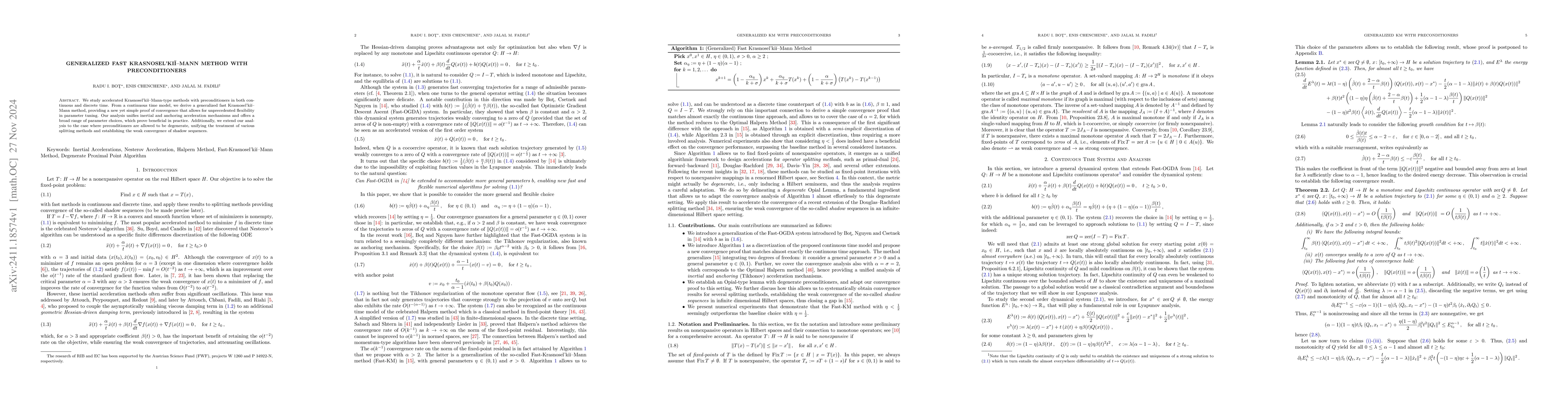 Thumbnail for Generalized Fast Krasnoselskii-Mann Method with Preconditioners