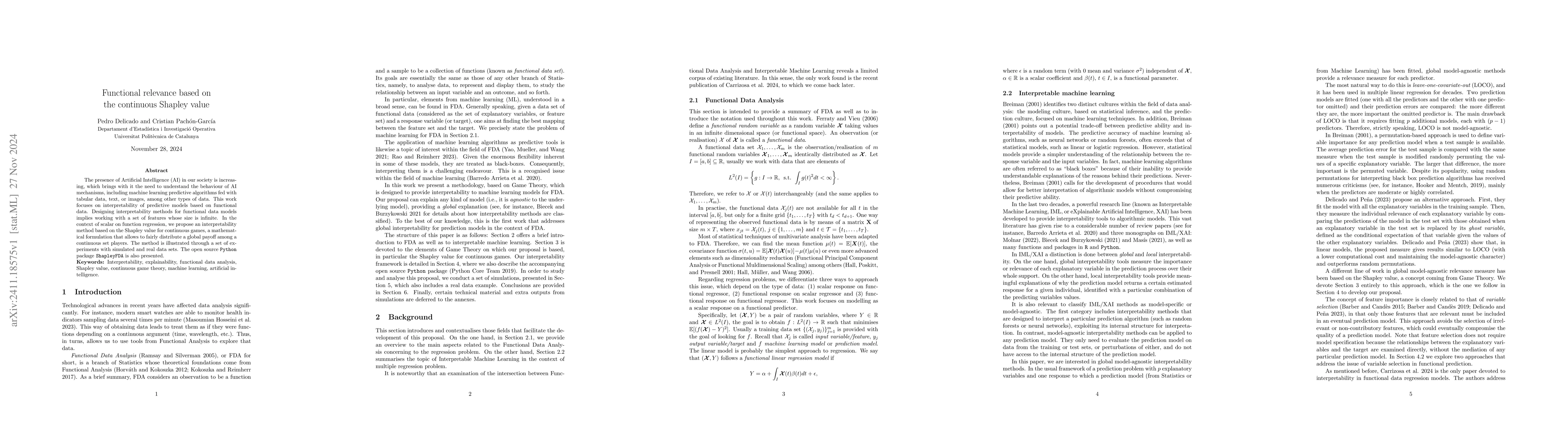 Thumbnail for Functional relevance based on the continuous Shapley value