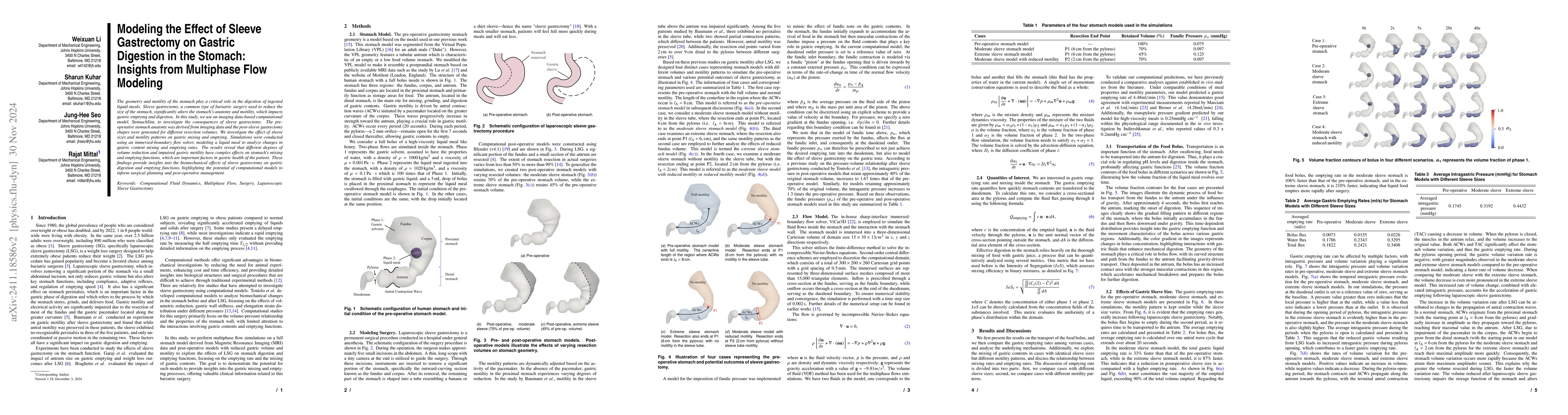 Thumbnail for Modeling the Effect of Sleeve Gastrectomy on Gastric Digestion in the
  Stomach: Insights from Multiphase Flow Modeling