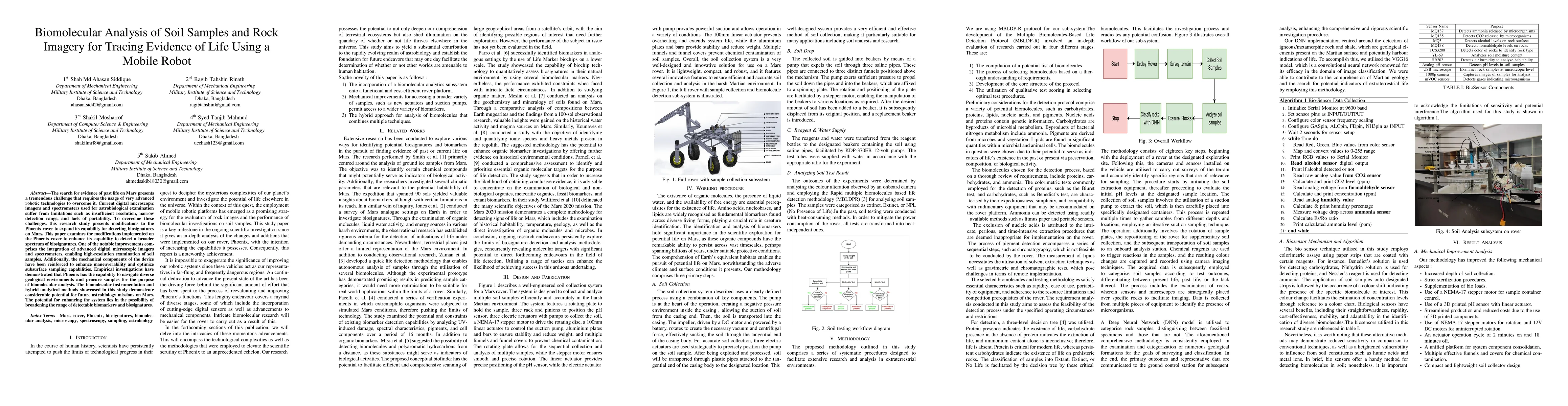 Thumbnail for Biomolecular Analysis of Soil Samples and Rock Imagery for Tracing
  Evidence of Life Using a Mobile Robot