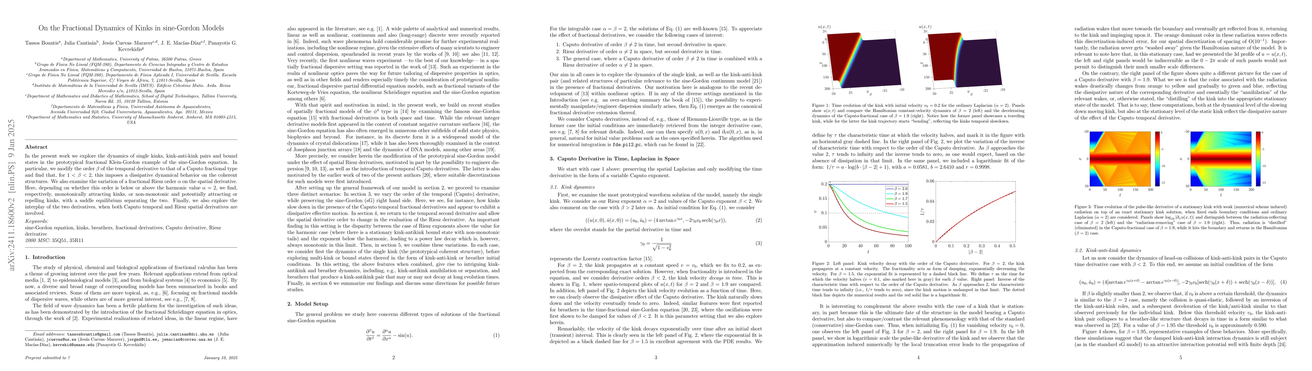 Thumbnail for On the Fractional Dynamics of Kinks in sine-Gordon Models