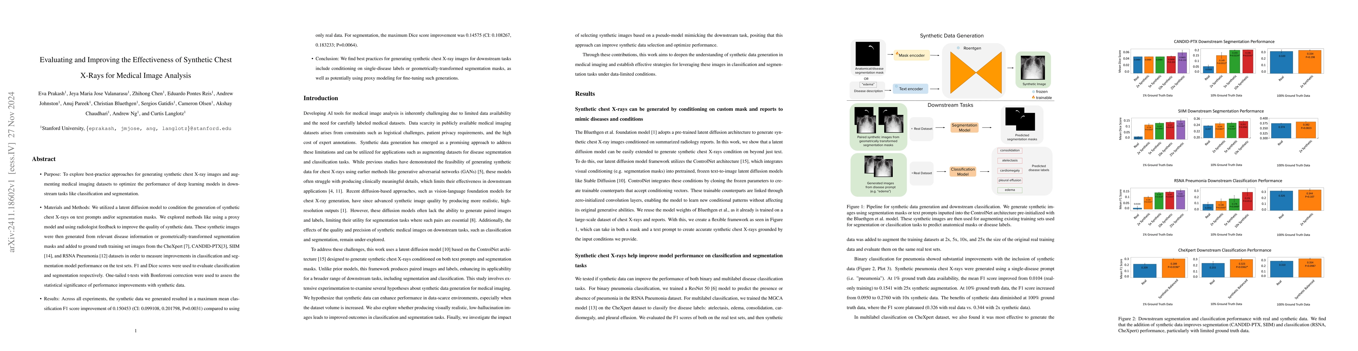 Thumbnail for Evaluating and Improving the Effectiveness of Synthetic Chest X-Rays for
  Medical Image Analysis