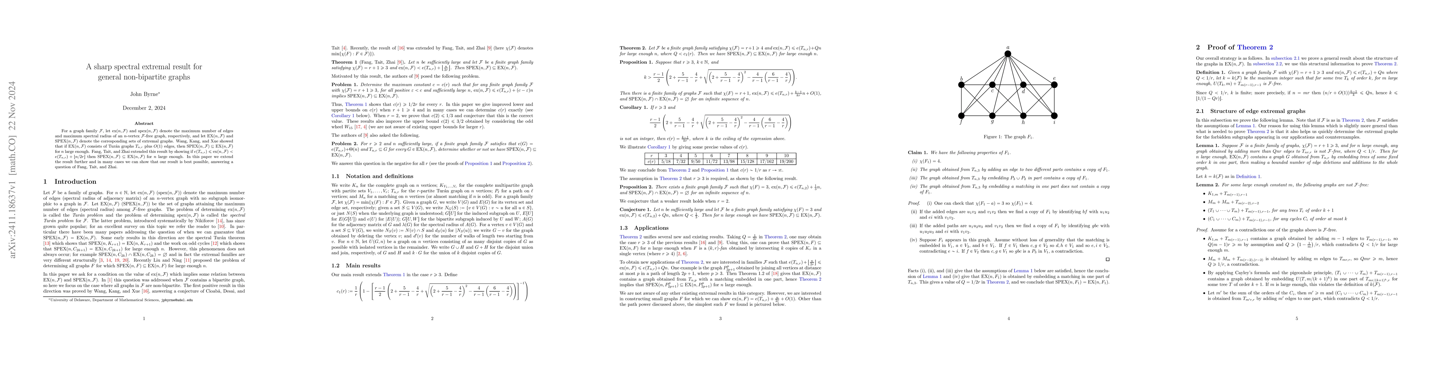 Thumbnail for A sharp spectral extremal result for general non-bipartite graphs