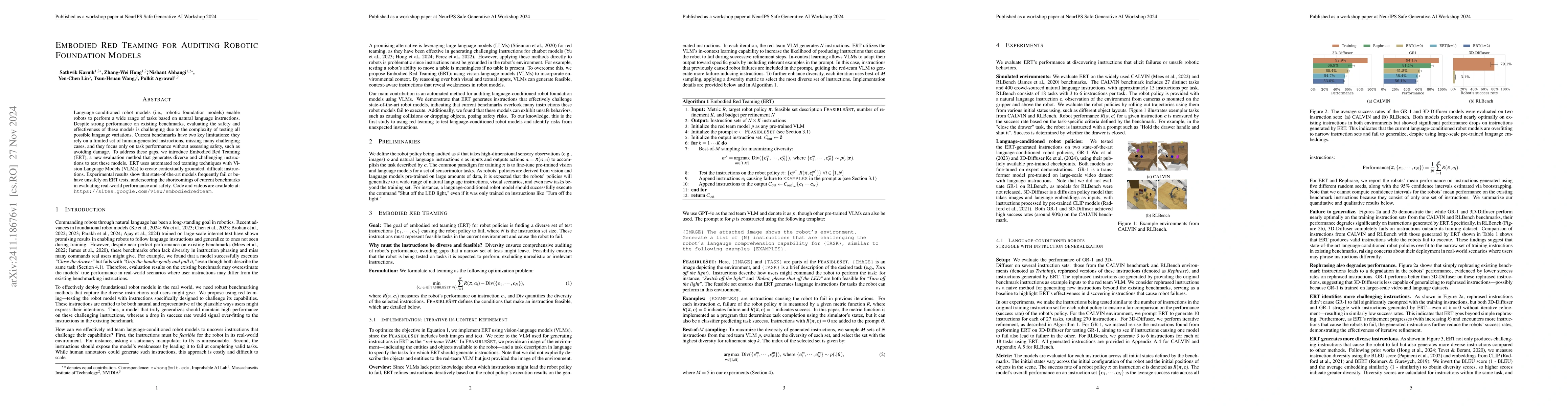 Thumbnail for Embodied Red Teaming for Auditing Robotic Foundation Models
