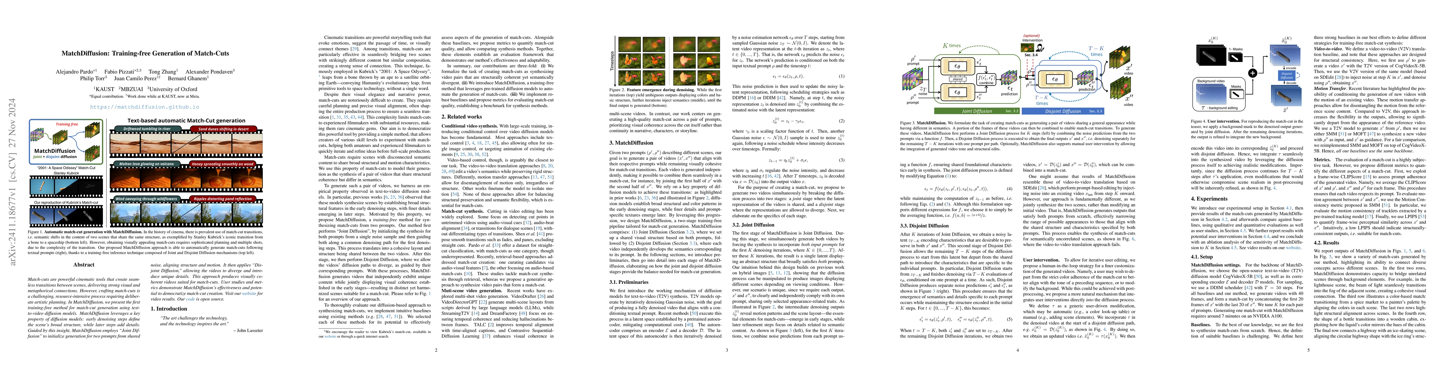 Thumbnail for MatchDiffusion: Training-free Generation of Match-cuts
