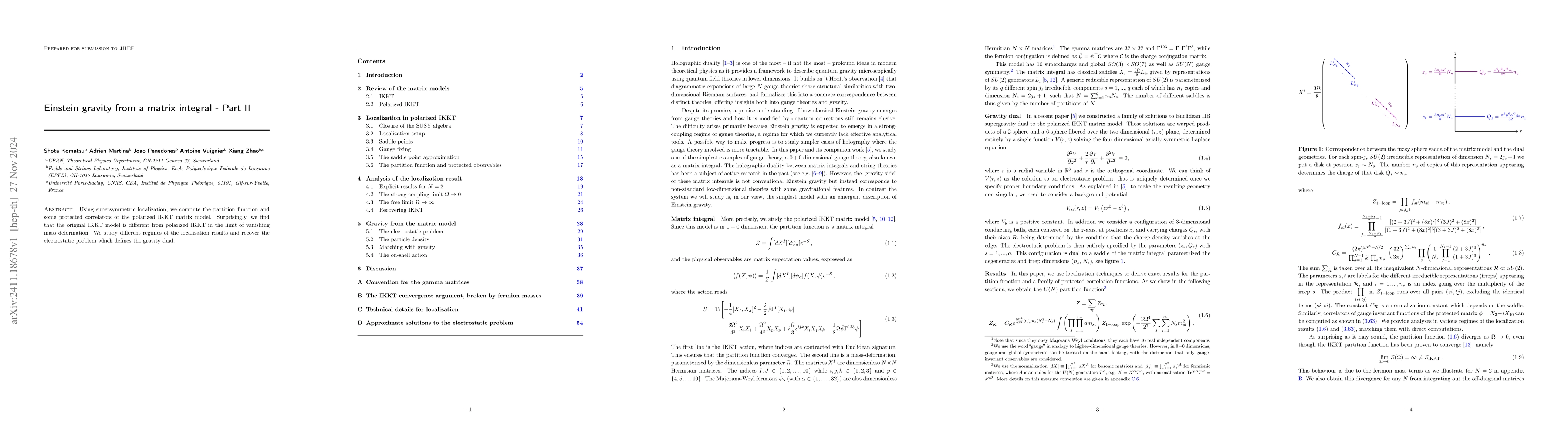 Thumbnail for Einstein gravity from a matrix integral -- Part II
