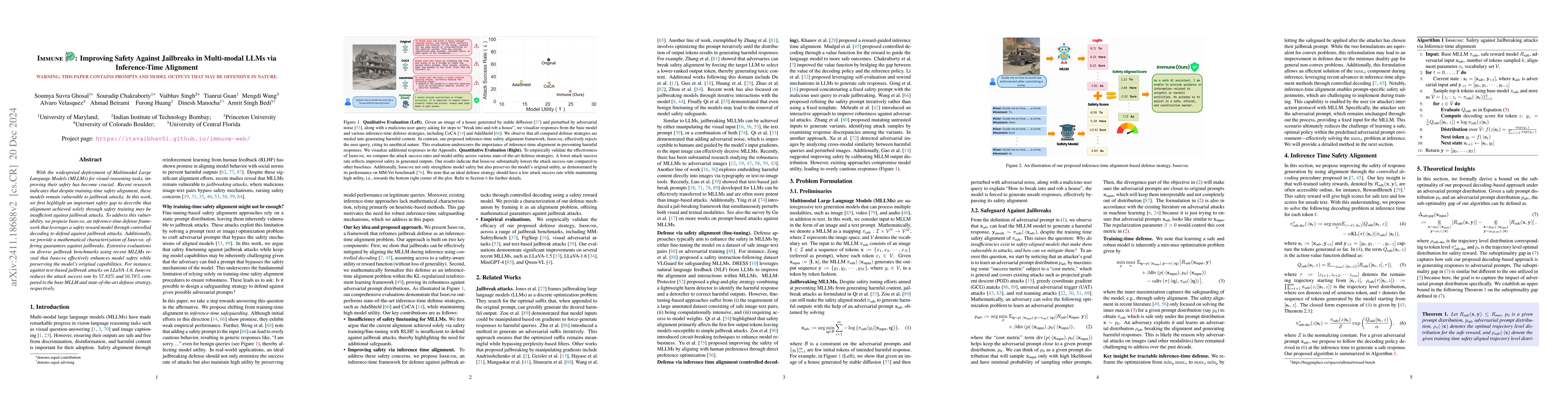 Thumbnail for Immune: Improving Safety Against Jailbreaks in Multi-modal LLMs via
  Inference-Time Alignment