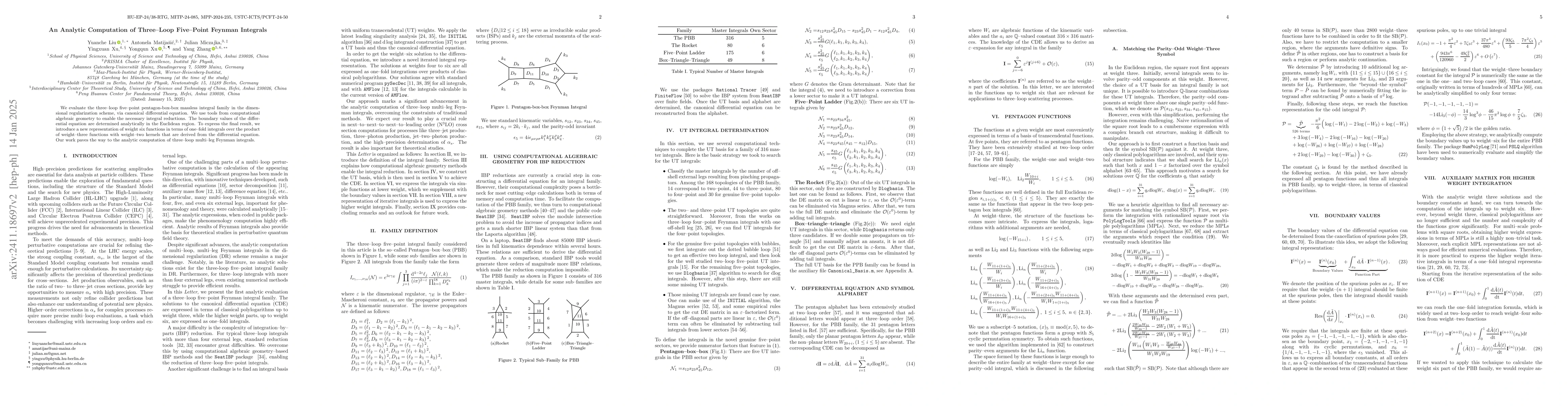 Thumbnail for An Analytic Computation of Three-Loop Five-Point Feynman Integrals