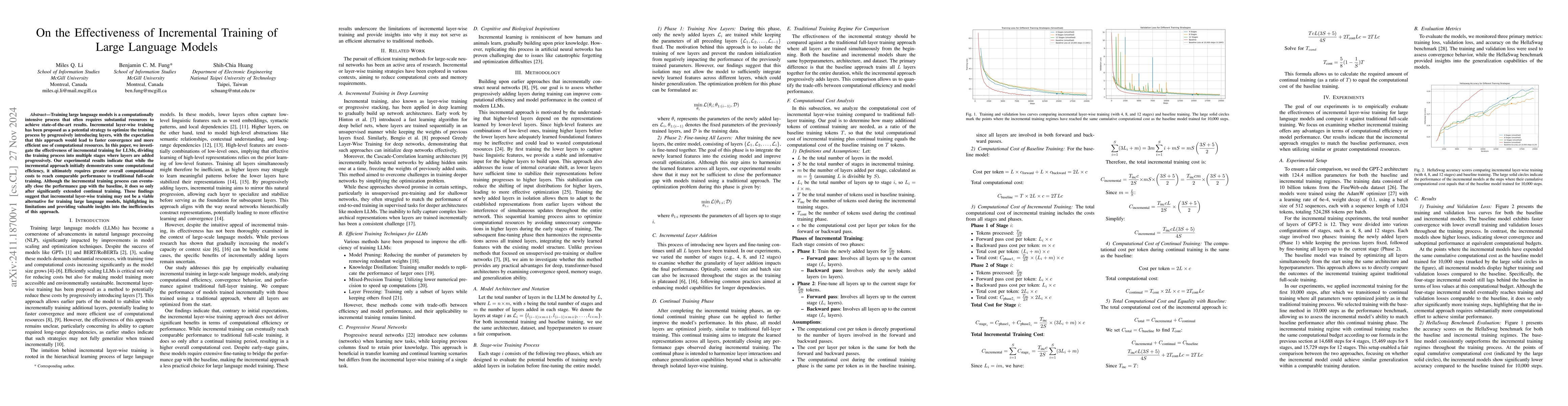 Thumbnail for On the Effectiveness of Incremental Training of Large Language Models
