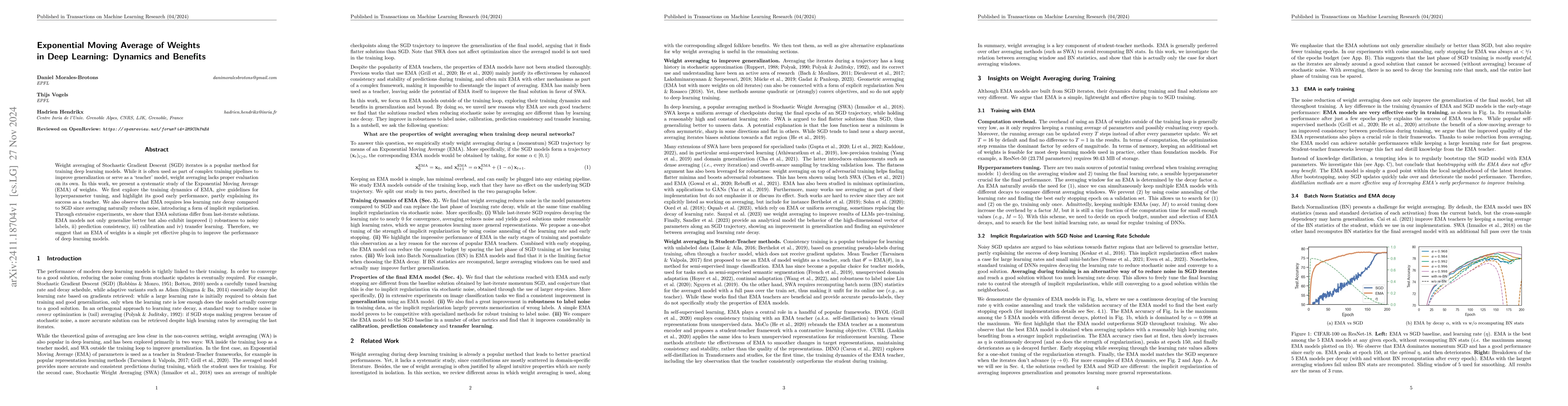 Thumbnail for Exponential Moving Average of Weights in Deep Learning: Dynamics and
  Benefits