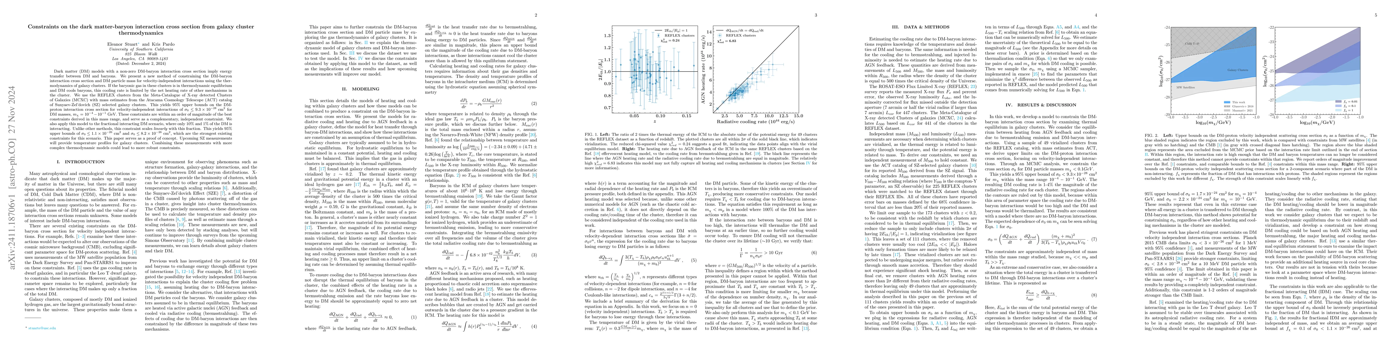 Thumbnail for Constraints on the dark matter-baryon interaction cross section from
  galaxy cluster thermodynamics
