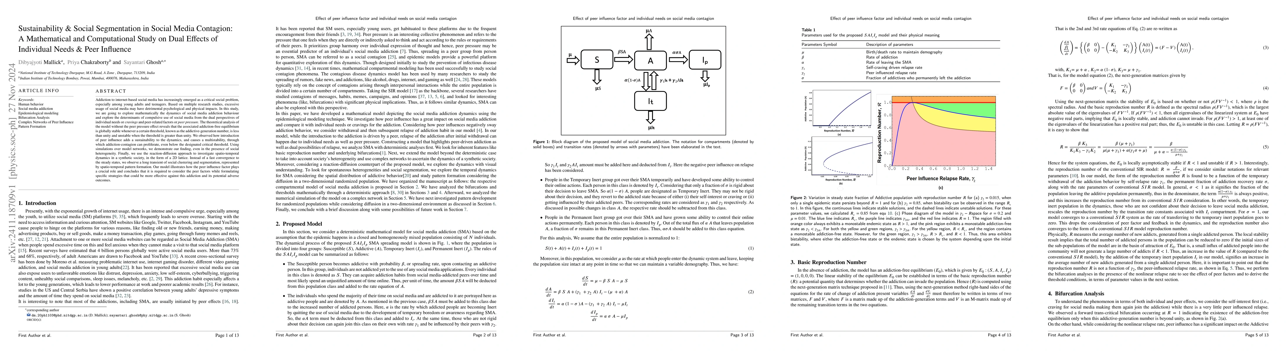 Thumbnail for Sustainability & Social Segmentation in Social Media Contagion: A
  Mathematical and Computational Study on Dual Effects of Individual Needs &
  Peer Influence