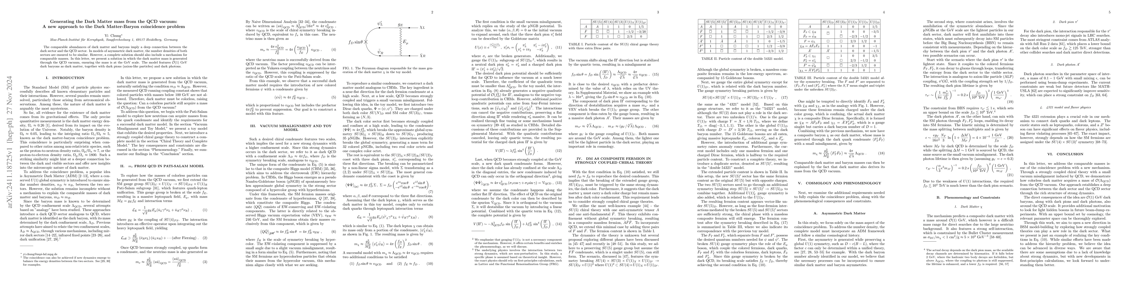 Thumbnail for Generating the Dark Matter mass from the QCD vacuum: A new approach to
  the Dark Matter-Baryon coincidence problem