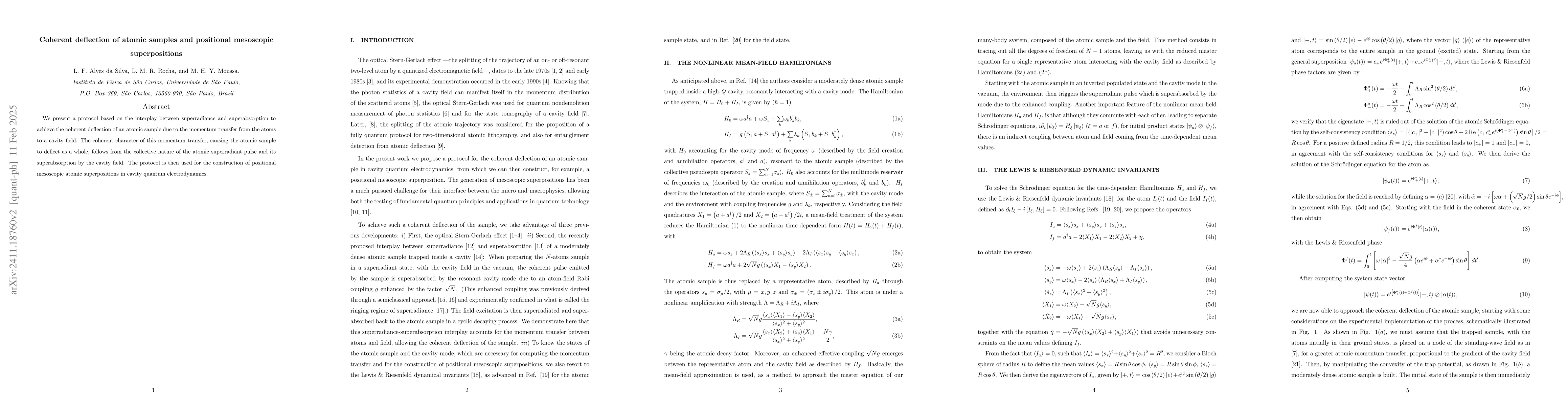 Thumbnail for Coherent deflection of atomic samples and positional mesoscopic
  superpositions
