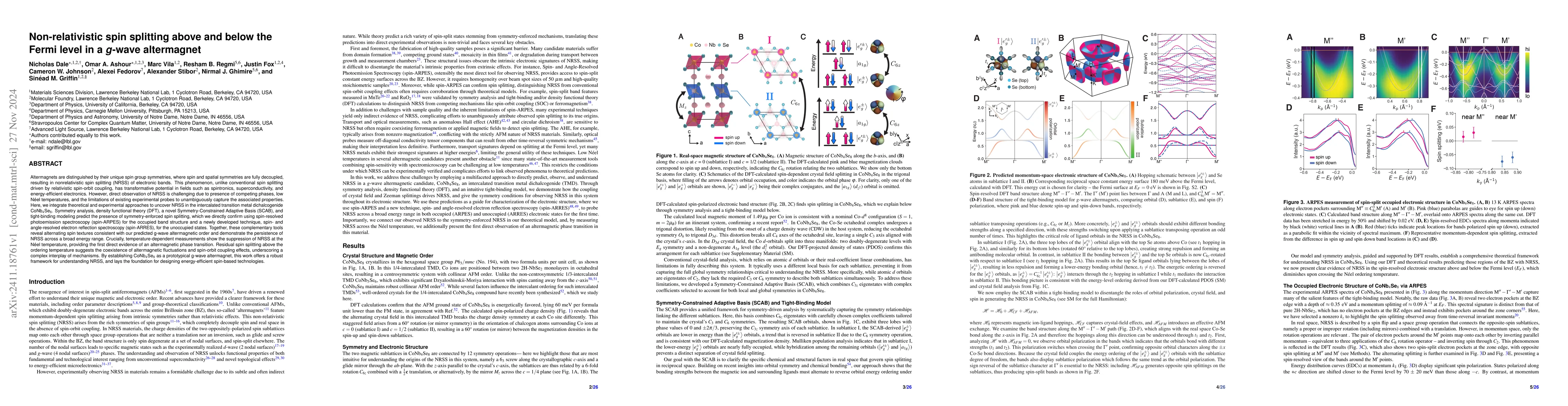 Thumbnail for Non-relativistic spin splitting above and below the Fermi level in a
  $g$-wave altermagnet