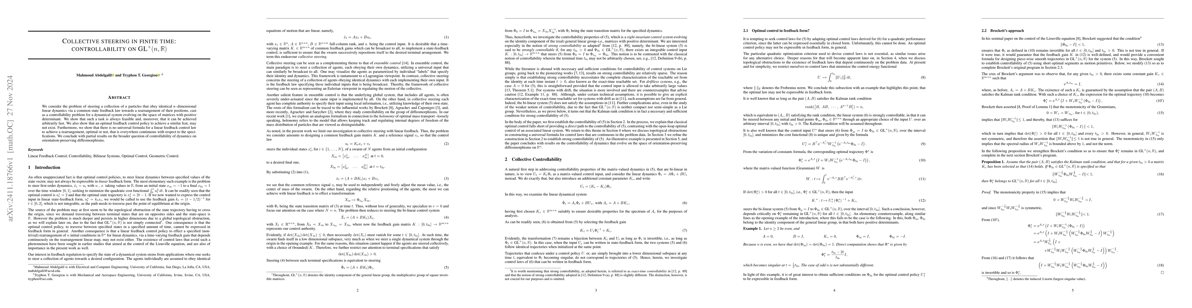 Thumbnail for Collective steering in finite time: controllability on
  $\text{GL}^+(n,\mathbb{R})$