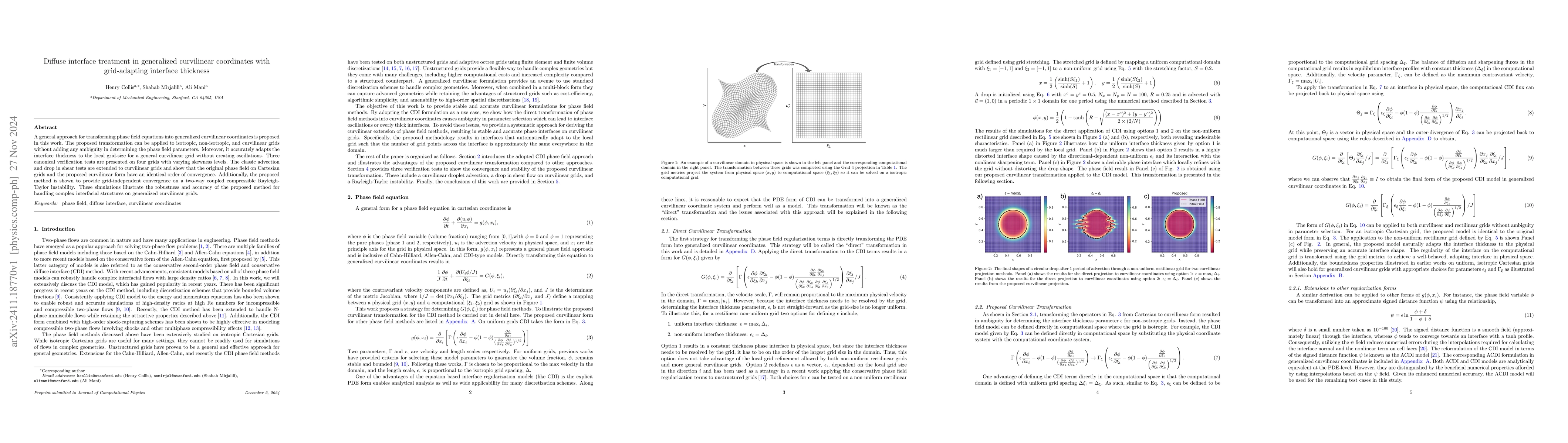 Thumbnail for Diffuse interface treatment in generalized curvilinear coordinates with
  grid-adapting interface thickness
