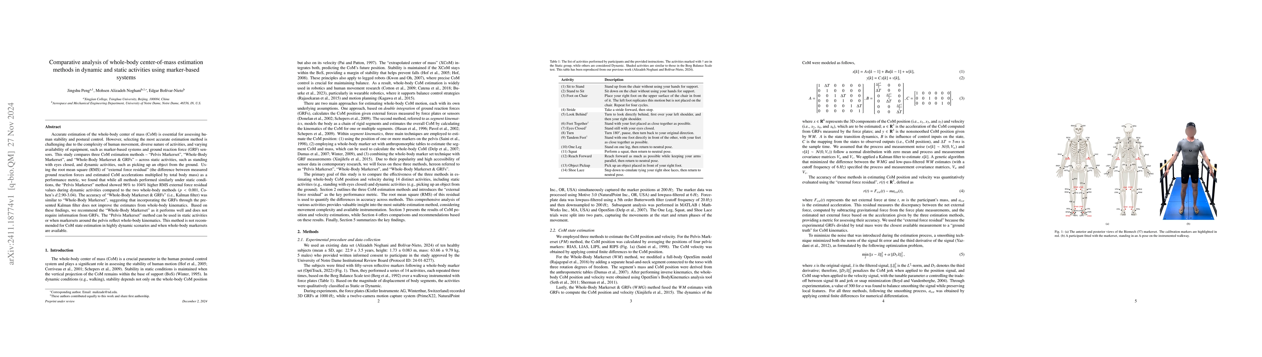 Thumbnail for Comparative analysis of whole-body center-of-mass estimation methods in
  dynamic and static activities using marker-based systems