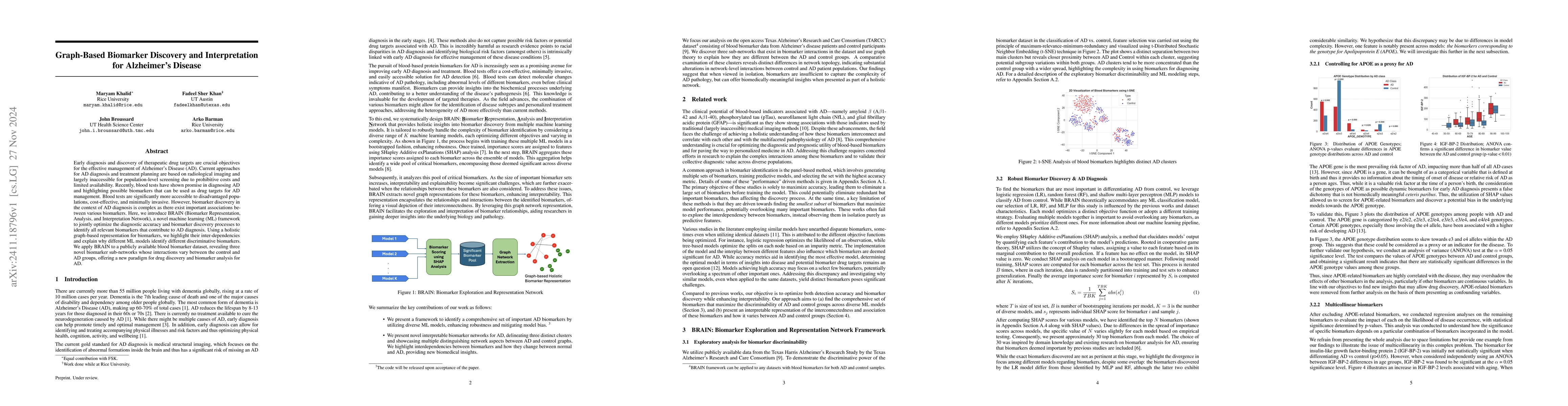 Thumbnail for Graph-Based Biomarker Discovery and Interpretation for Alzheimer's
  Disease