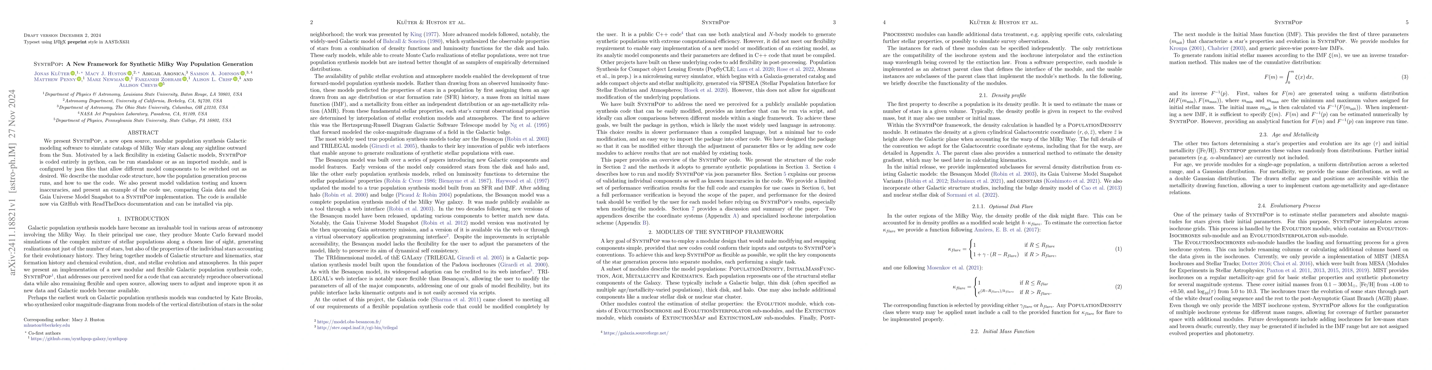Thumbnail for SynthPop: A New Framework for Synthetic Milky Way Population Generation