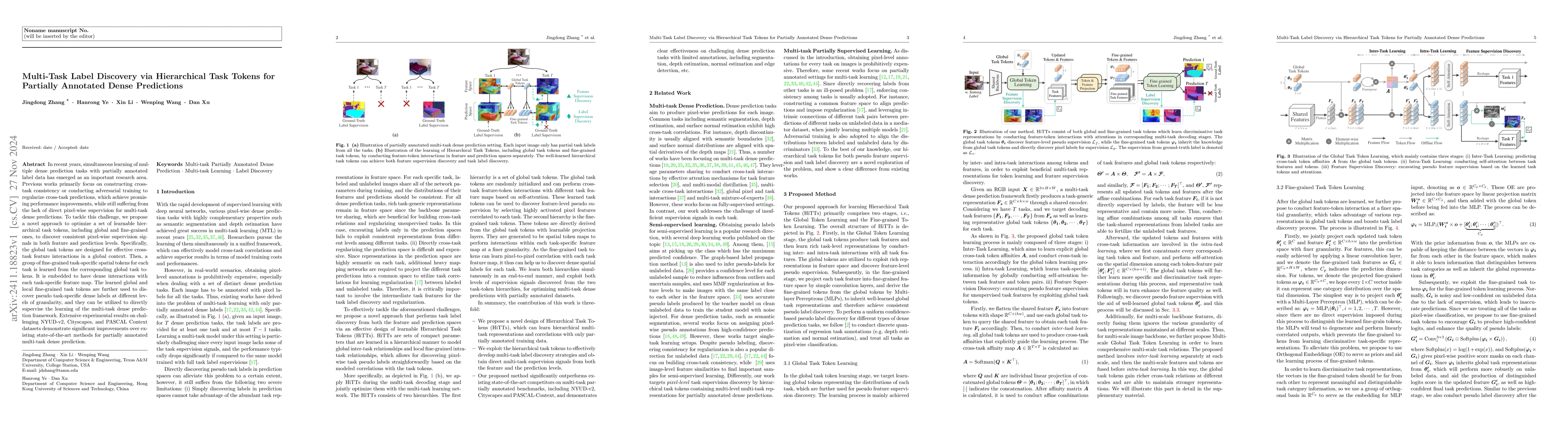 Thumbnail for Multi-Task Label Discovery via Hierarchical Task Tokens for Partially
  Annotated Dense Predictions
