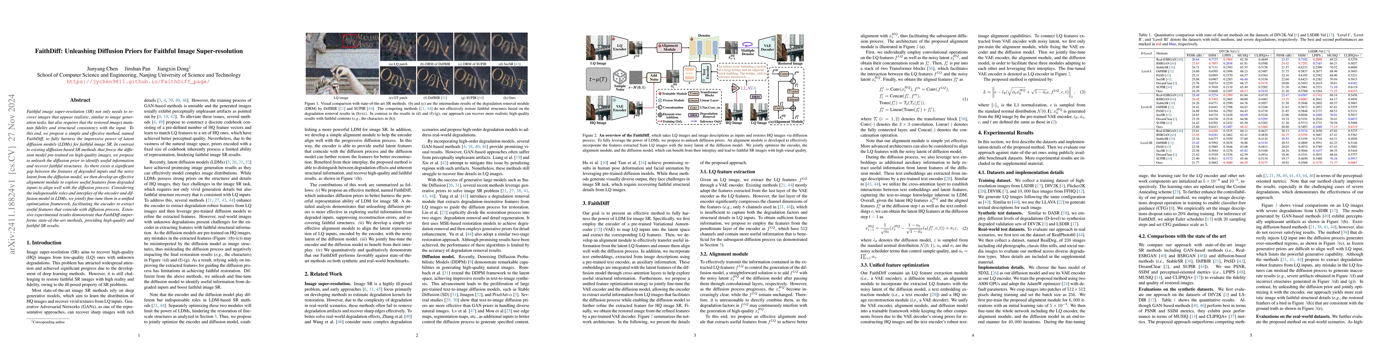 Thumbnail for FaithDiff: Unleashing Diffusion Priors for Faithful Image
  Super-resolution