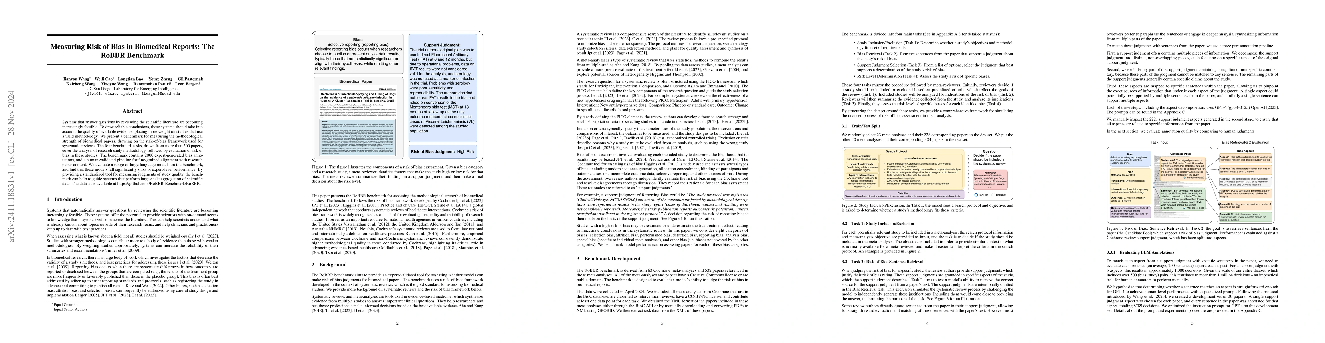 Thumbnail for Measuring Risk of Bias in Biomedical Reports: The RoBBR Benchmark
