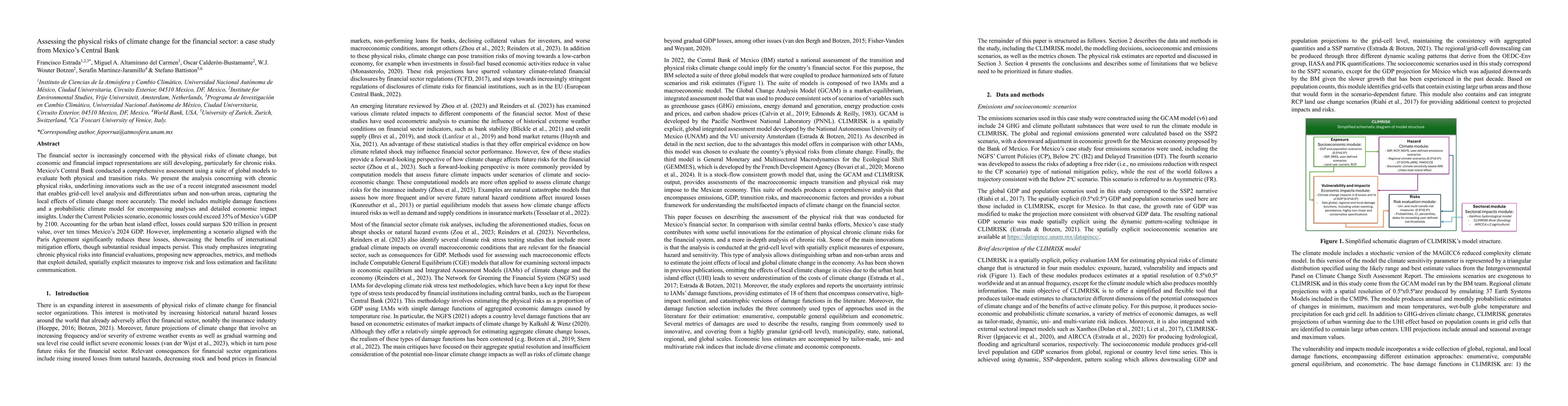 Thumbnail for Assessing the physical risks of climate change for the financial sector:
  a case study from Mexico's Central Bank