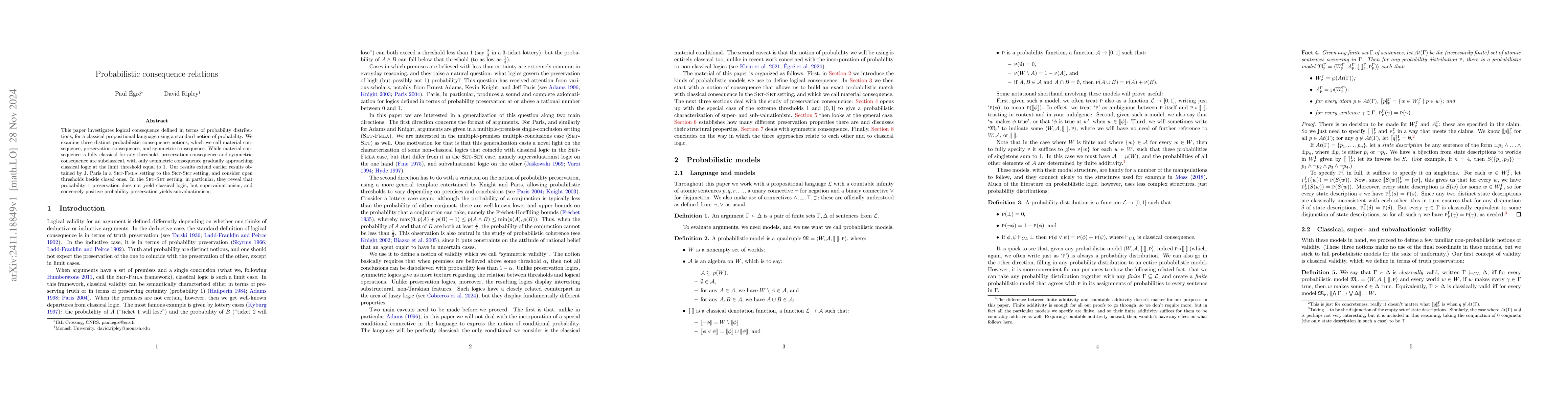 Thumbnail for Probabilistic consequence relations