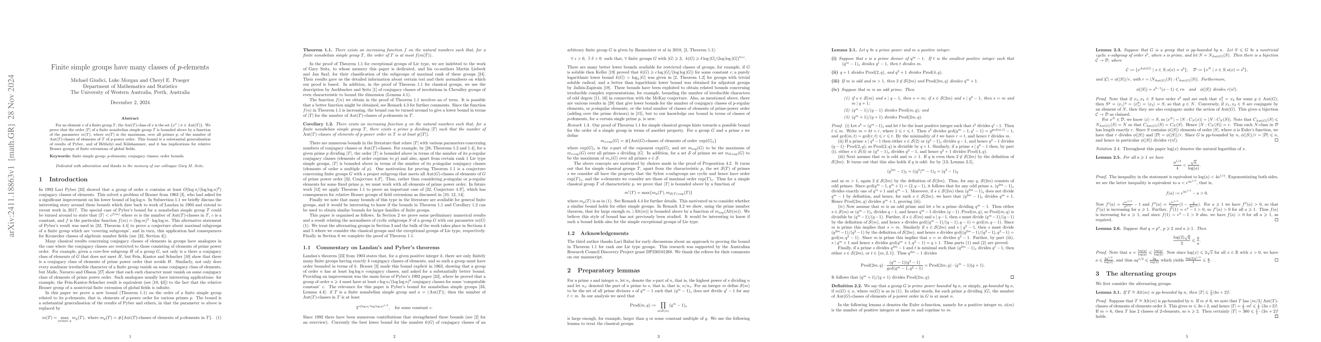 Thumbnail for Finite simple groups have many classes of $p$-elements
