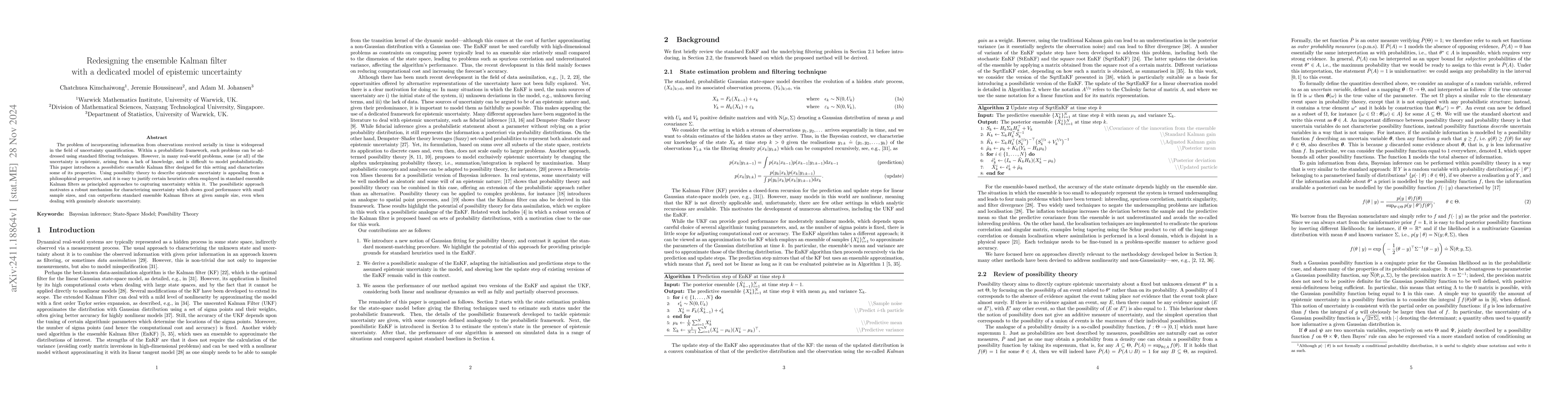 Thumbnail for Redesigning the ensemble Kalman filter with a dedicated model of
  epistemic uncertainty