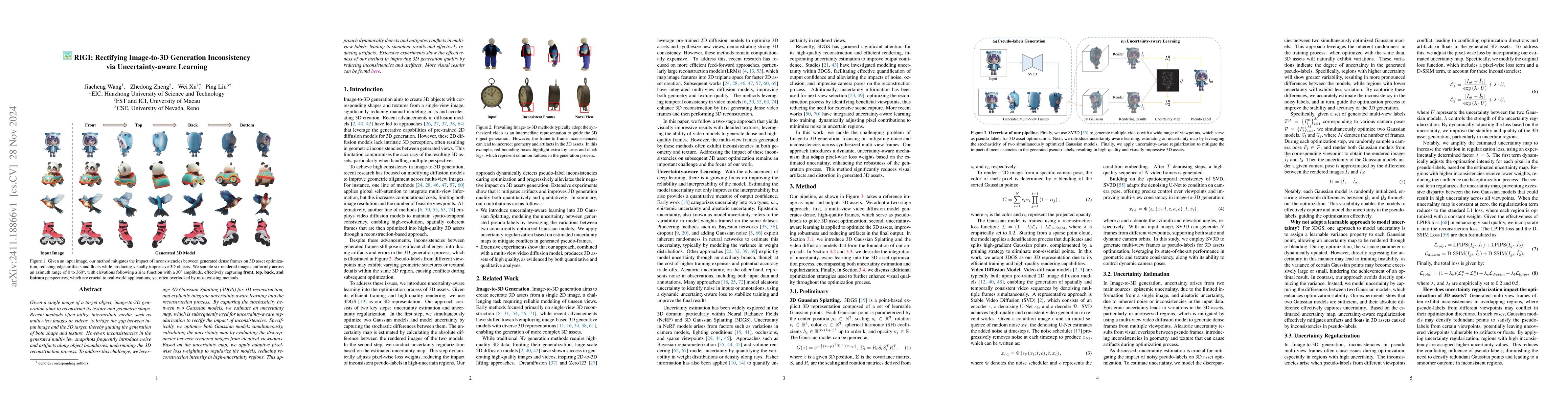 Thumbnail for RIGI: Rectifying Image-to-3D Generation Inconsistency via
  Uncertainty-aware Learning