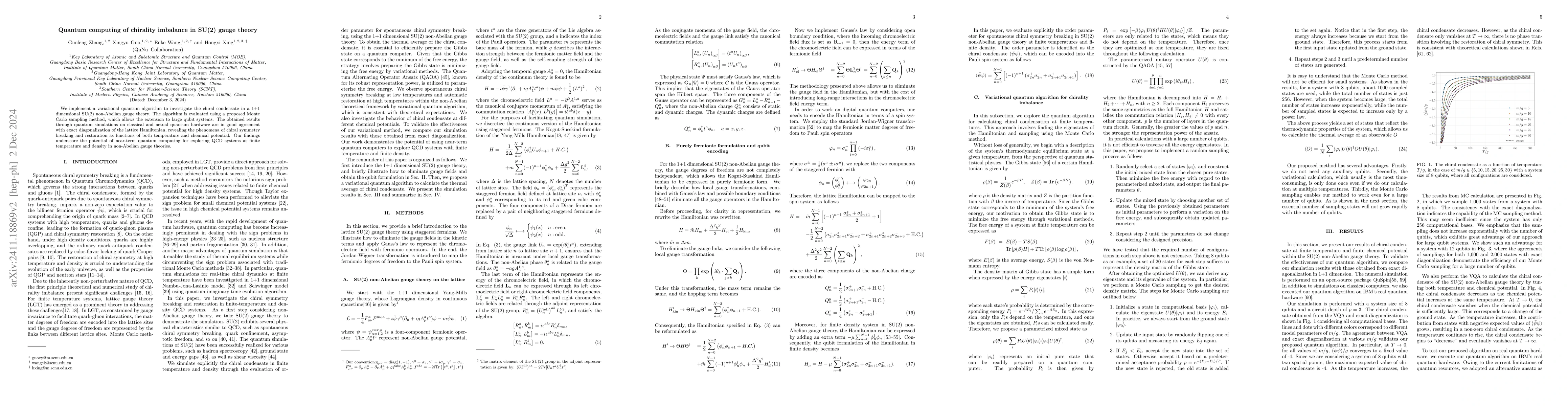 Thumbnail for Quantum computing of chirality imbalance in SU(2) gauge theory