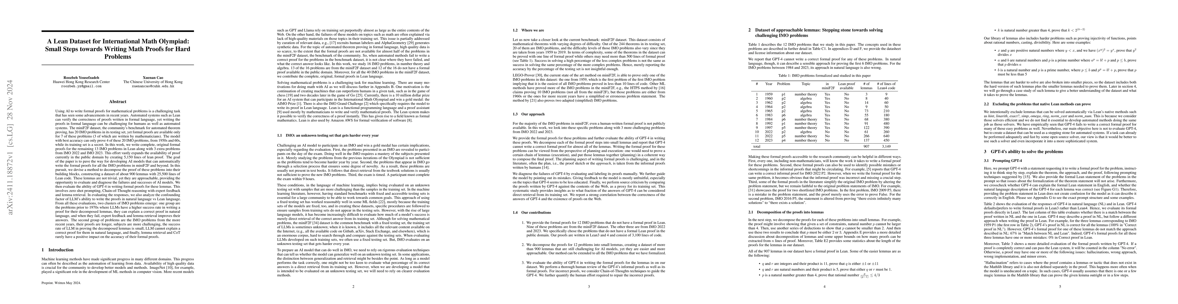 Thumbnail for A Lean Dataset for International Math Olympiad: Small Steps towards
  Writing Math Proofs for Hard Problems