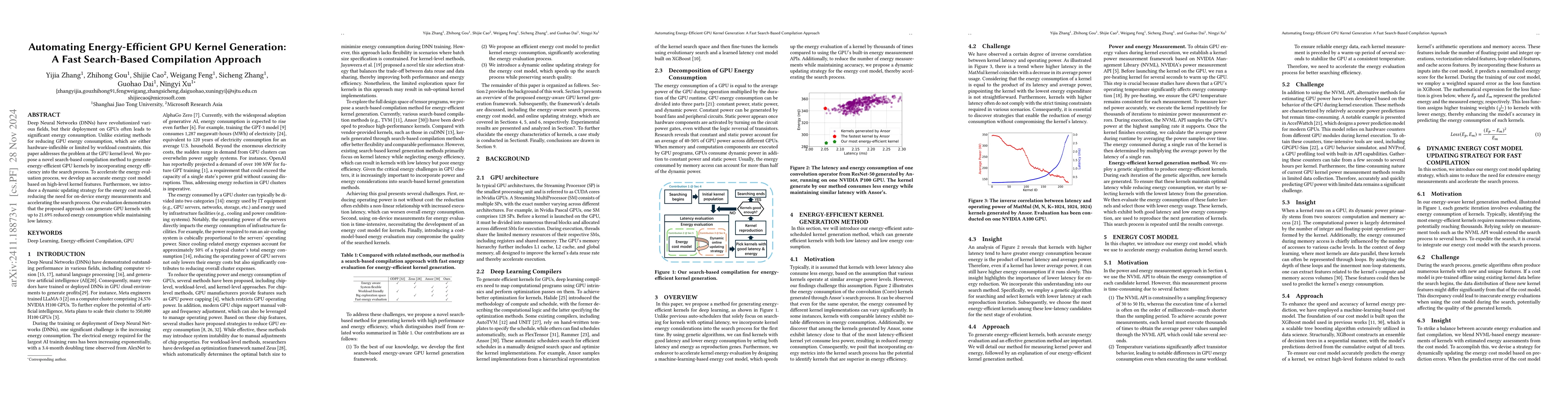 Thumbnail for Automating Energy-Efficient GPU Kernel Generation: A Fast Search-Based
  Compilation Approach