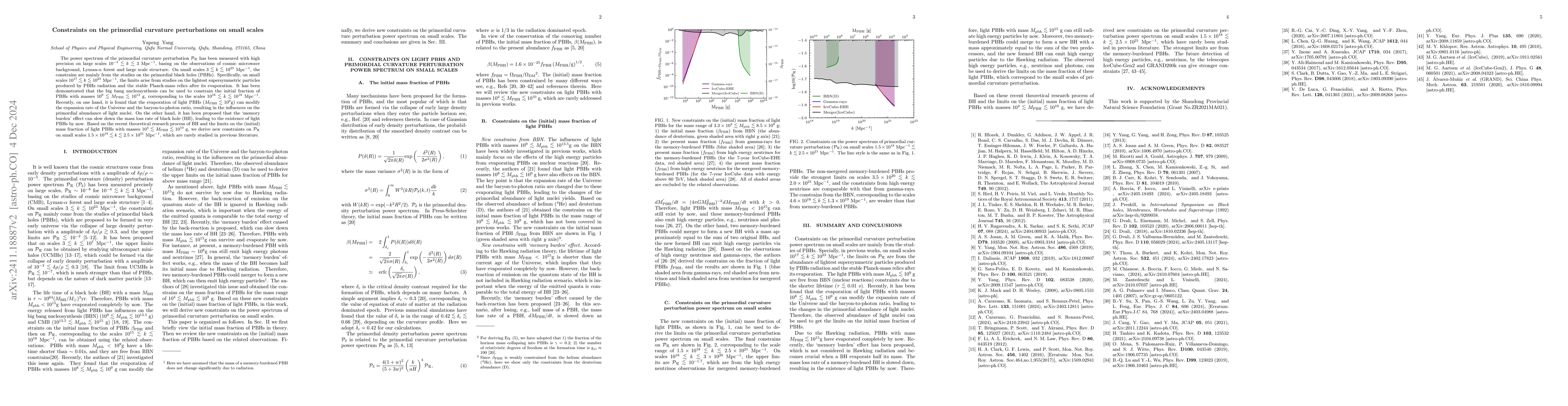 Thumbnail for Constraints on the primordial curvature perturbations on small scales