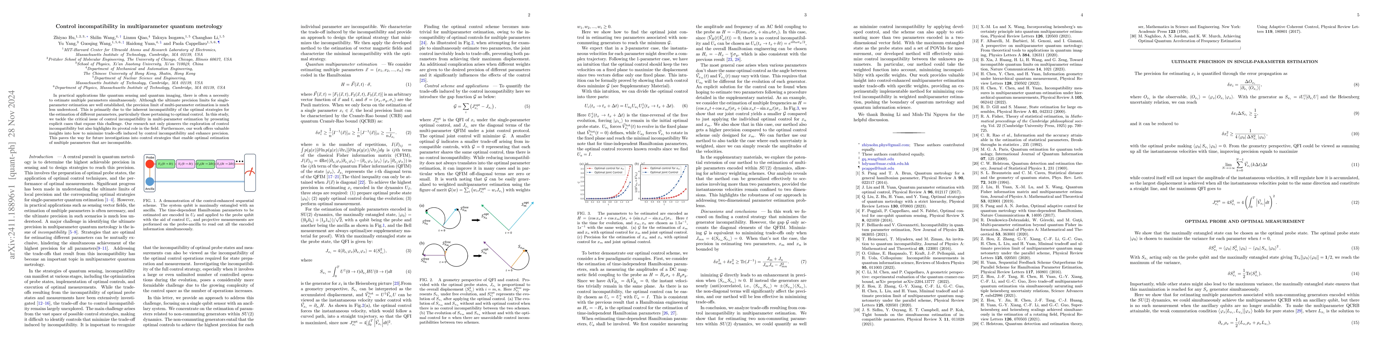 Thumbnail for Control incompatibility in multiparameter quantum metrology