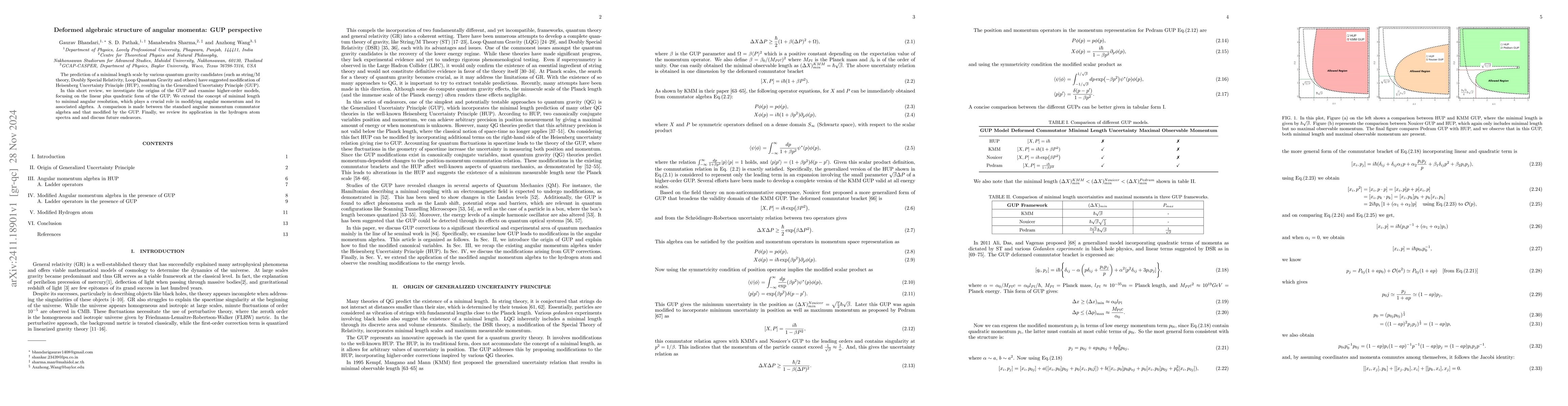Thumbnail for Deformed algebraic structure of angular momenta: GUP perspective