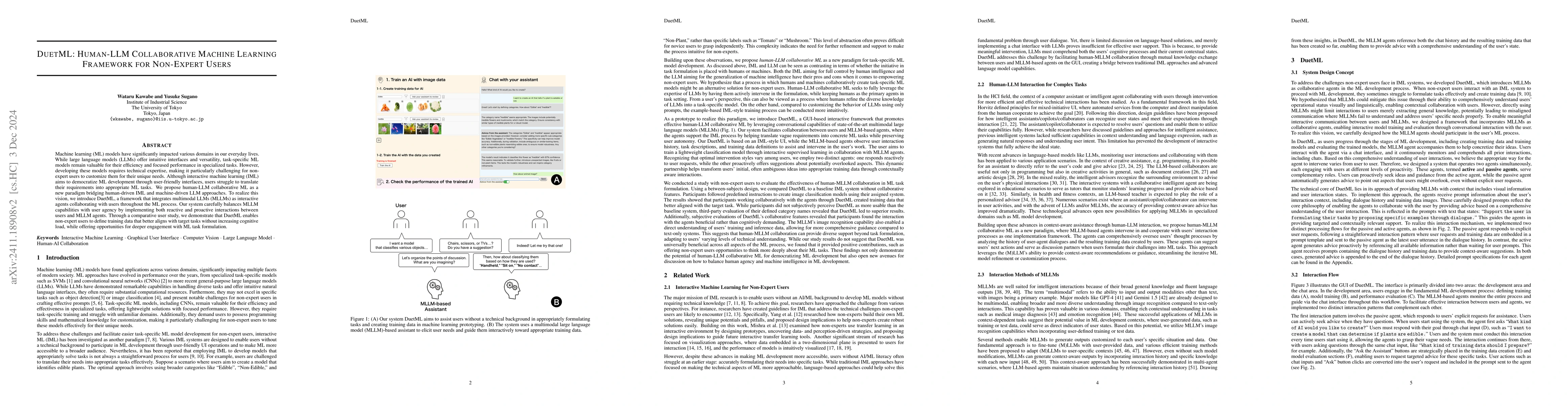 Thumbnail for DuetML: Human-LLM Collaborative Machine Learning Framework for
  Non-Expert Users