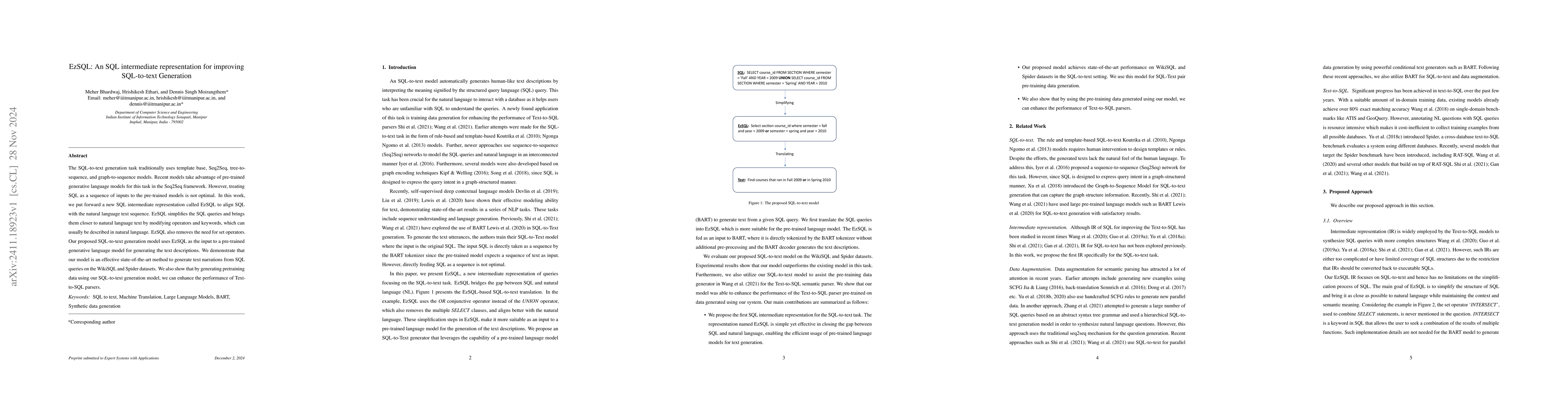 Thumbnail for EzSQL: An SQL intermediate representation for improving SQL-to-text
  Generation