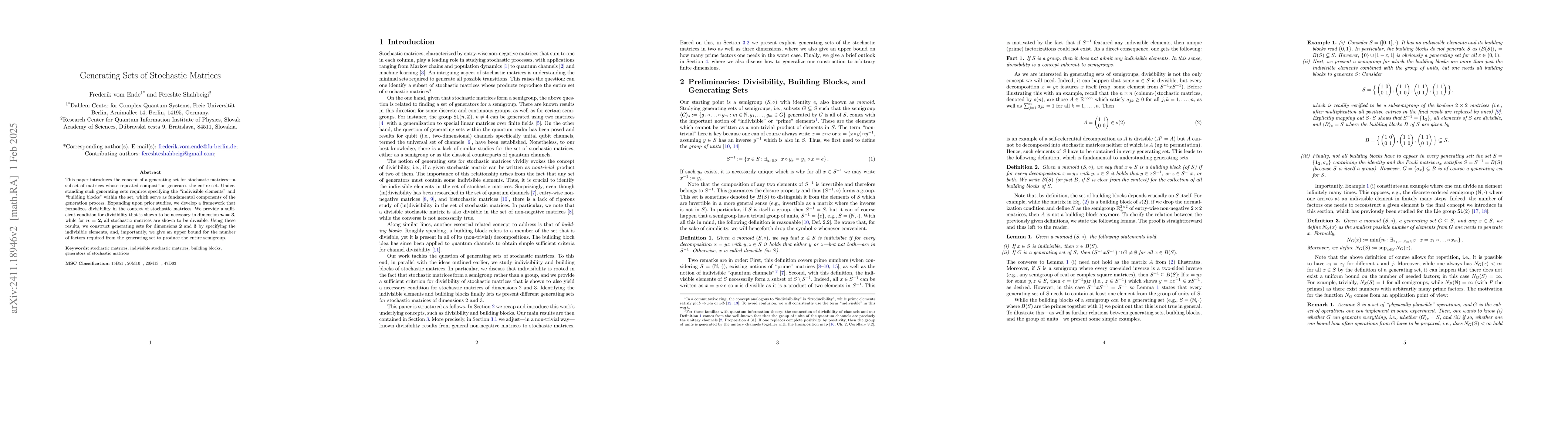 Thumbnail for Generating Sets of Stochastic Matrices